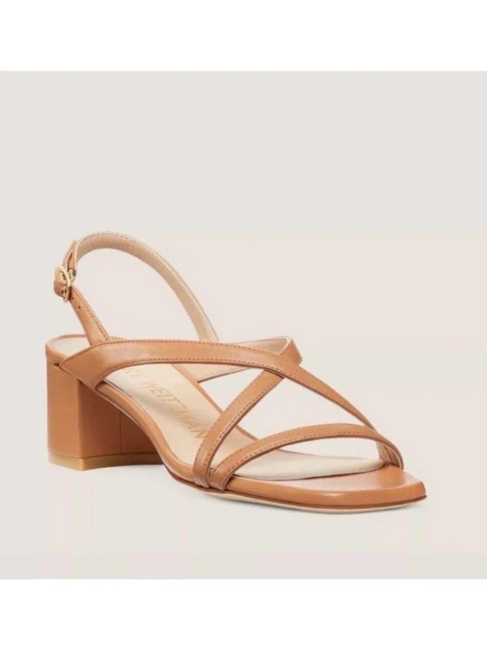 $550 STUART WEITZMAN Oasis Slingback Block Heel Sandals LEATHER BROWN 7 (DD14)